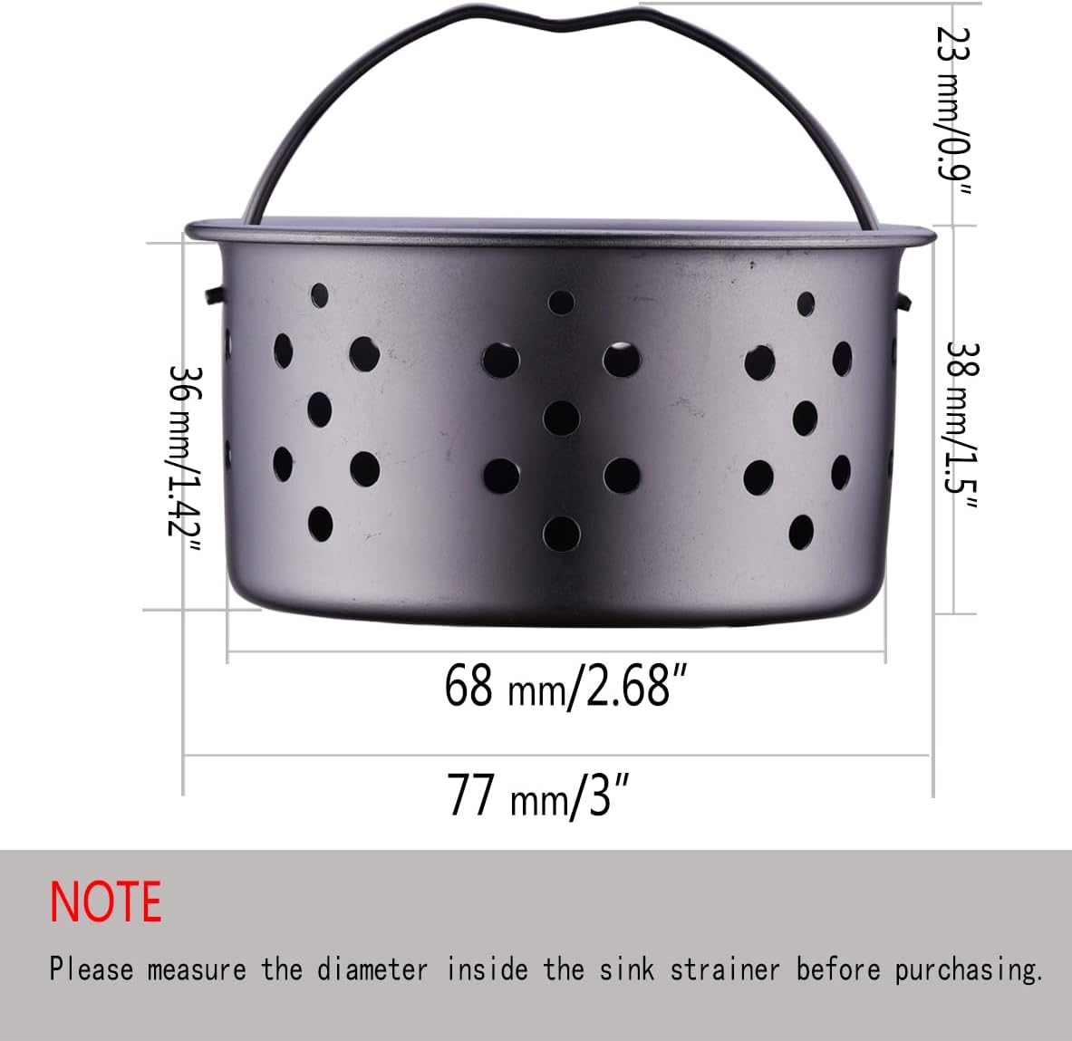 Kitchen Sink Drain Basket Strainer with Handle, Anti-Clog Sink Accessories | 304 SUS ,Gray,1PC,Easy Install & Clean