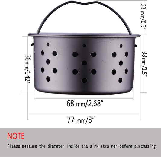 Kitchen Sink Drain Basket Strainer with Handle, Anti-Clog Sink Accessories | 304 SUS ,Gray,1PC,Easy Install & Clean