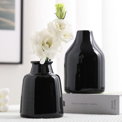 hjn Small White Vase Set of 3 for Modern Home Decor,Ceramic Vases for Centerpieces Flower Vases for Living Room Wedding/Dinner Table/Party -White