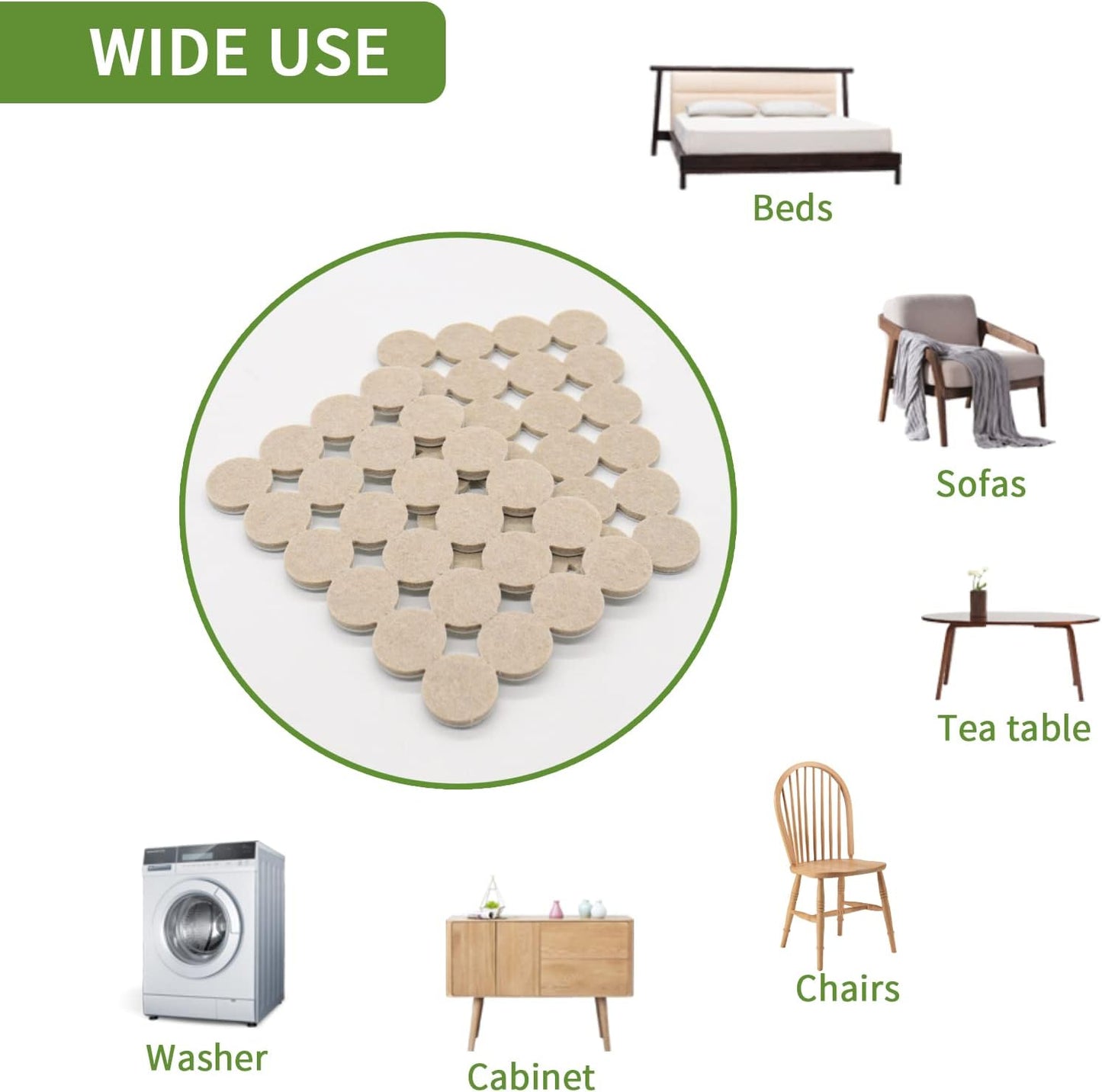 Felt Furniture Pads for Hardwood Floors 48 PCS, Furniture Pads, Floor Protectors for Hardwood Floors, Felt Pads for Furniture, Round, Dark Brown