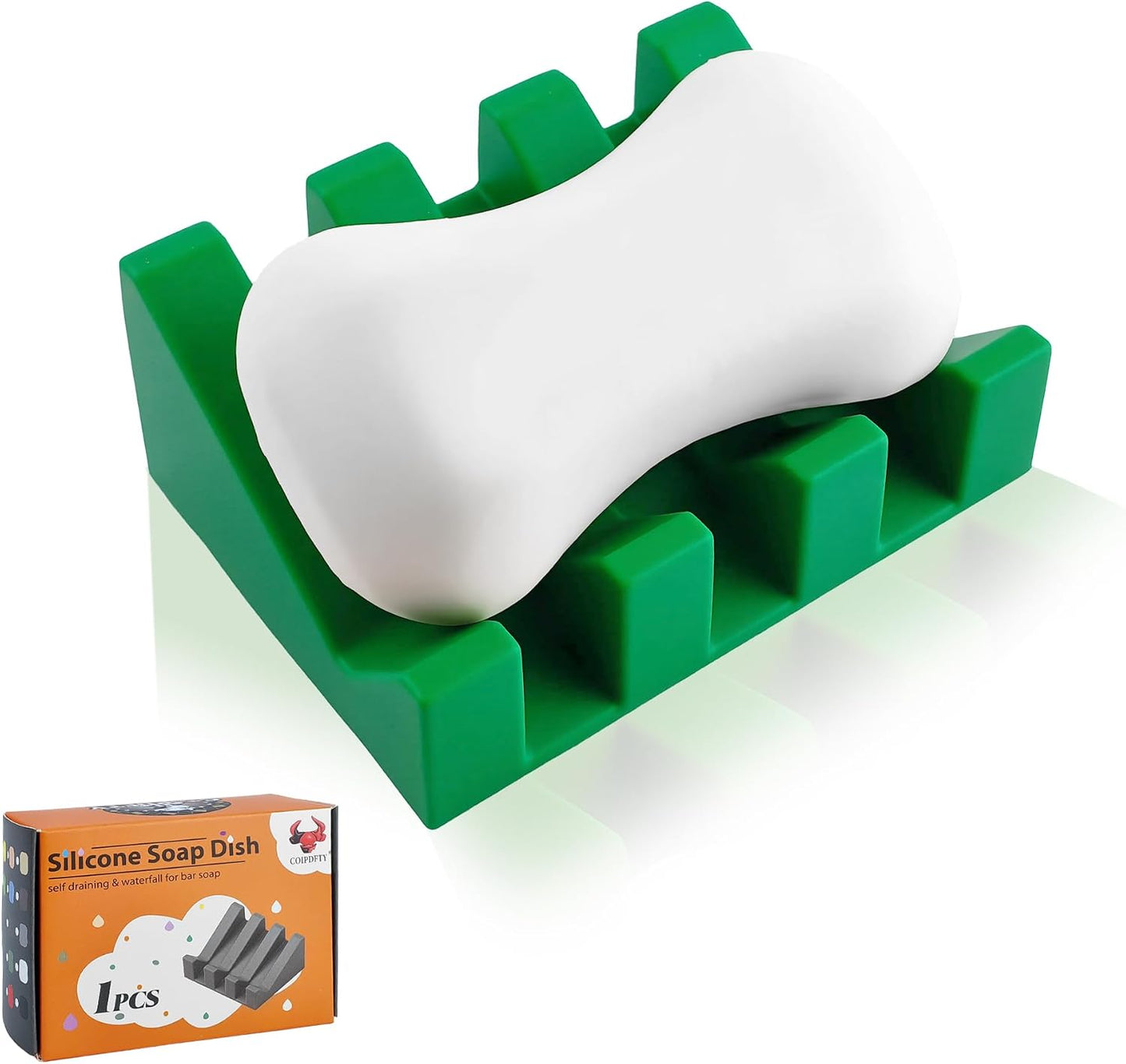 Self Draining Soap Dish Holder,Silicone Soap Dish,for Bathroom,Kitchen, Sponges，Can Extend Soap Life，Keep Soap Bars Dry and Easy Cleaning (White,1-Pack) - Colors A