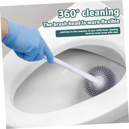 1Set Silicone Toilet Brush with Holder Toilet Scrubber for Effortless Cleaning Quick Drying Design Flexible Bristles for Toilet Maintenance