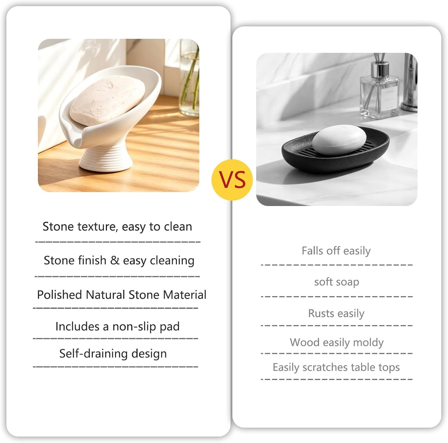 Self Draining Soap Dish with Suction Cup, Leaf Shaped Resin Soap Holder for Bathroom, Shower, Sink & Kitchen (Beige)