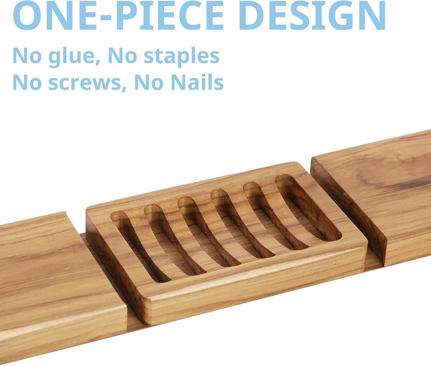 HTB Slotted Bar Soap Holder Teak Wood,Sponge Holder for Kitchen Sink | Self Draining Soap Dish for Shower, Bathroom, Bathtub, RV,Soap Saver Keep Soap Dry,Extend Soap Life,Bathroom Accessories