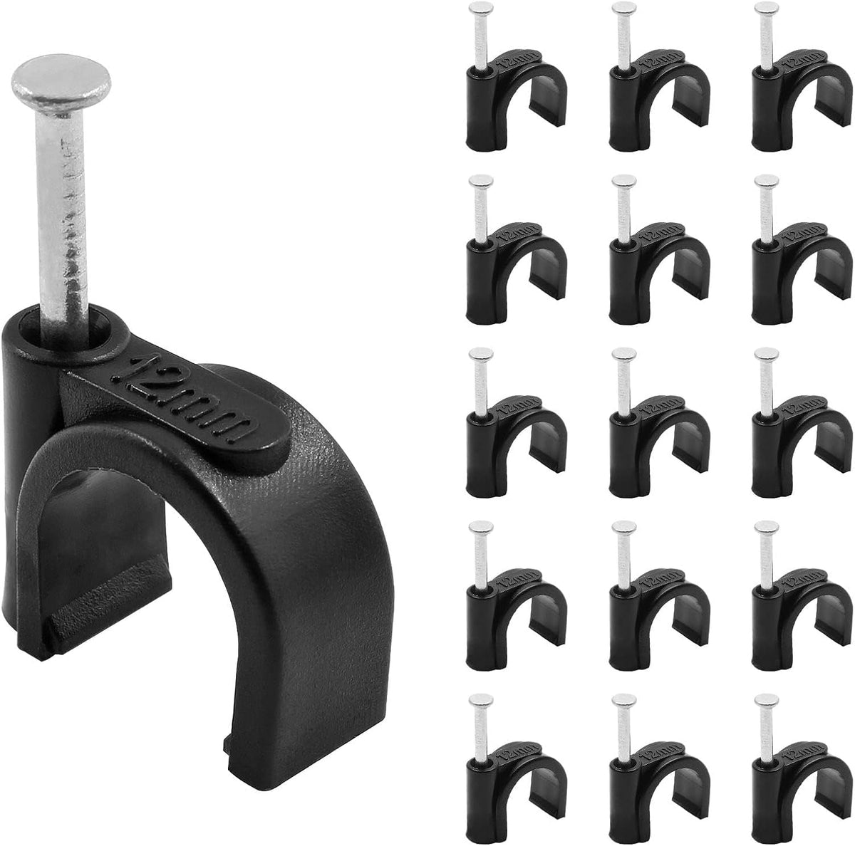 Flat Ethernet Cable Wire Clips with Nail, 14mm, White | Single Coaxial Cable Clamps, Cable Management