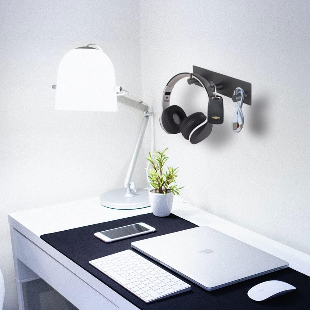 VIRFIN Key Hooks for Wall, Self Adhesive Key Holder for Wall with 2 Self-Adhesive Tapes, No Damage Key Holder Rack for Wall with 4 Key Hooks for Entryway, Door, Bathroom, Kitchen