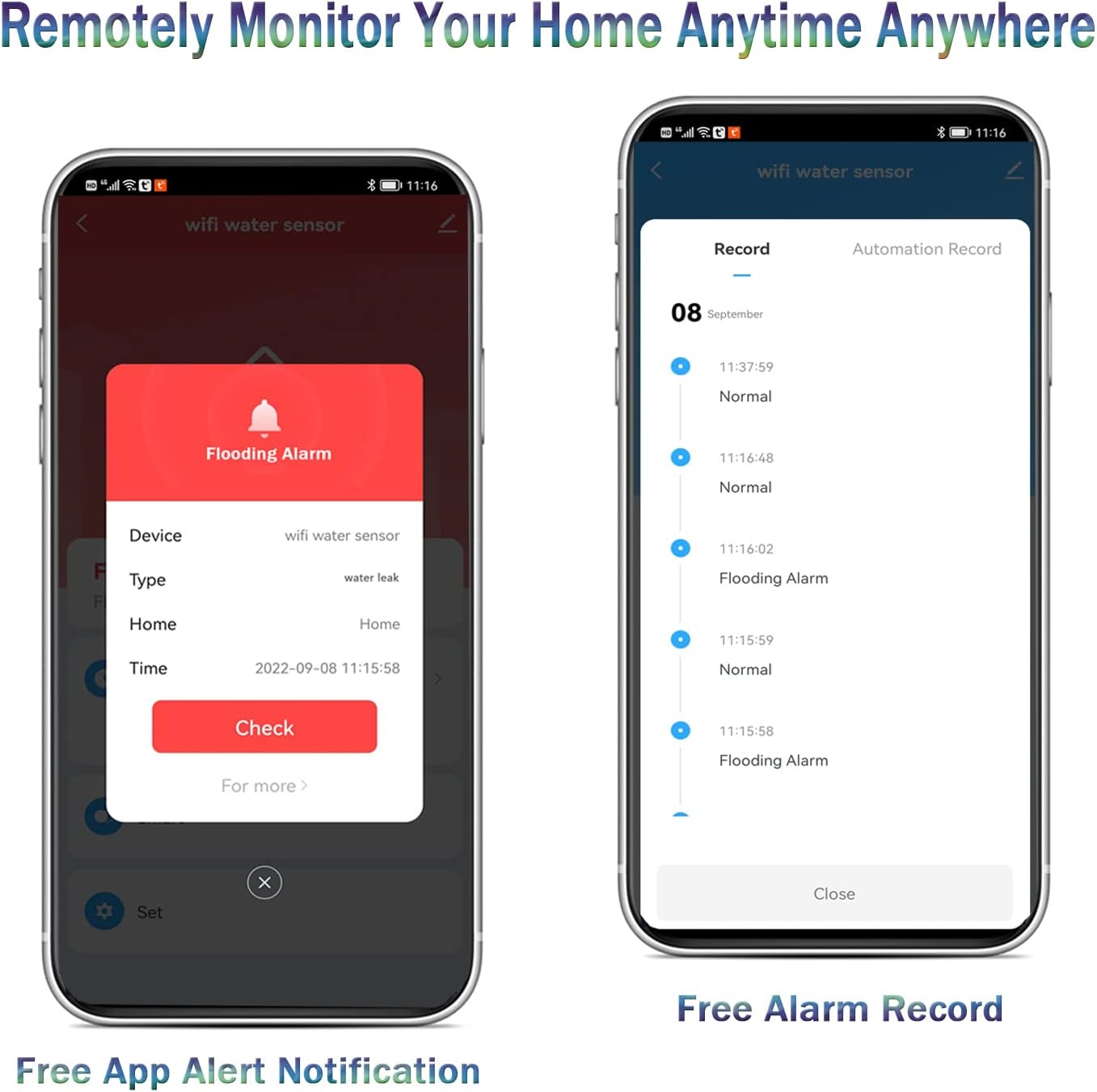 WiFi Water Sensor Leak Detector: Smart Water Leak Detector, TUYA Smart Water Leak Sensor, Wireless Water Level Sensor with App Alerts and Remote Monitor, Water Detectors & Alarms for Home,Basement