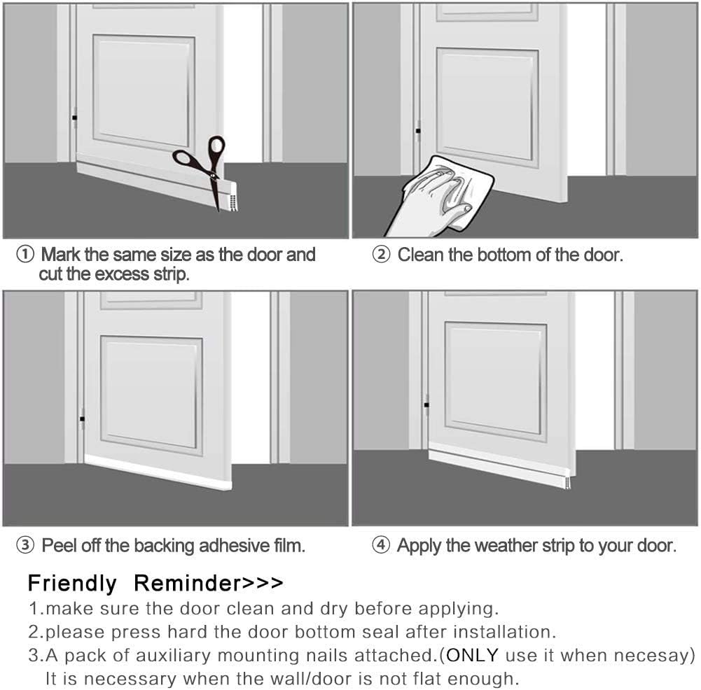 [New Upgrade] Huge Gap Door Draft Stopper,3-2/5"W Widened Door Sweep for Interior and Exterior Doors - Guard Against Drafts, Dust, Noise and Unwanted Animals (3-2/5"W x 39" L, Black)…