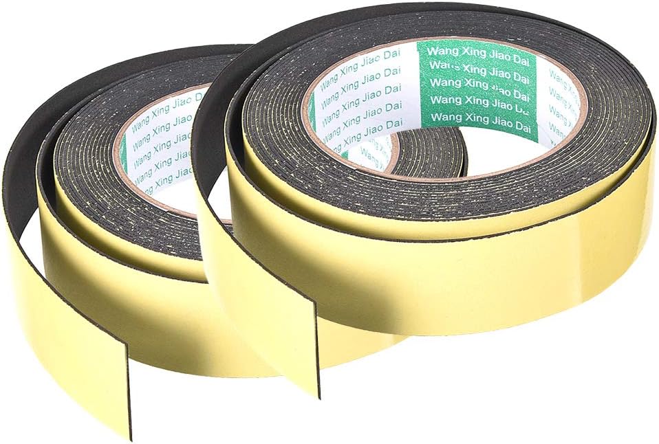 uxcell Sealing Foam Tape 5mm Wide 3mm Thick 4m/13ft Long, Self Adhesive Weather Strip for Window Door Insulation, Pack of 2