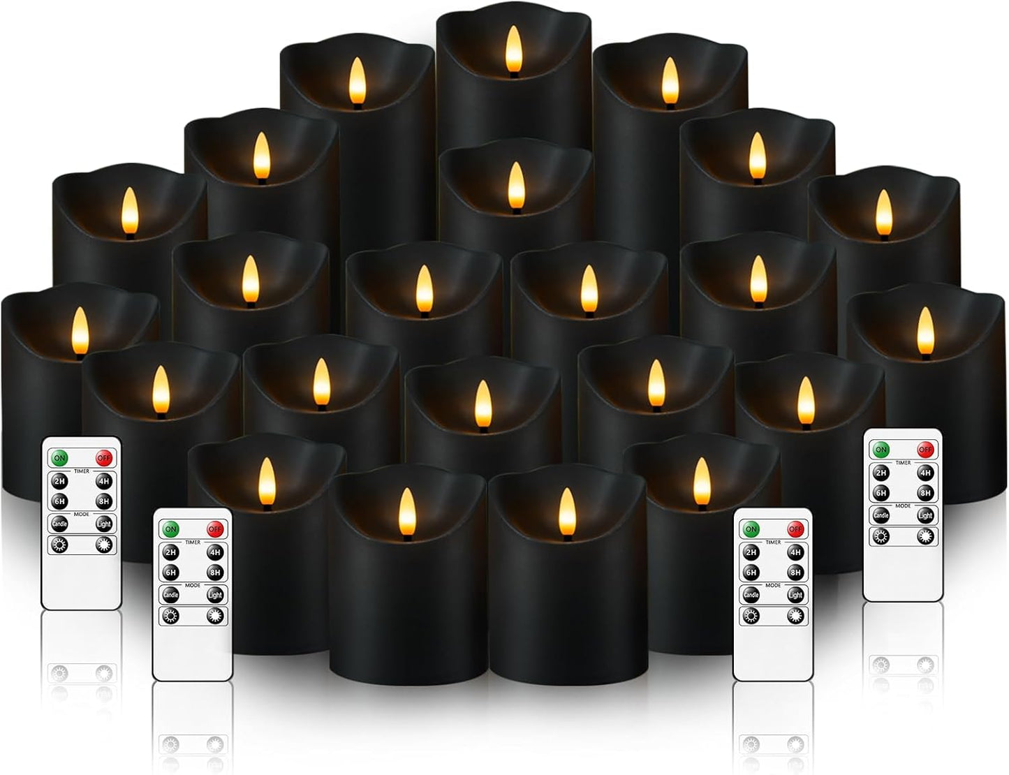 kakoya Flameless LED Candles Battery Operated with Remote and Timer,Flickering Electric Fake Plastic Pillar Candles Set of 12(D3 x H 3" 4" 5") Ivory