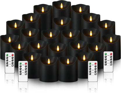 kakoya Flameless LED Candles Battery Operated with Remote and Timer,Flickering Electric Fake Plastic Pillar Candles Set of 12(D3 x H 3" 4" 5") Ivory