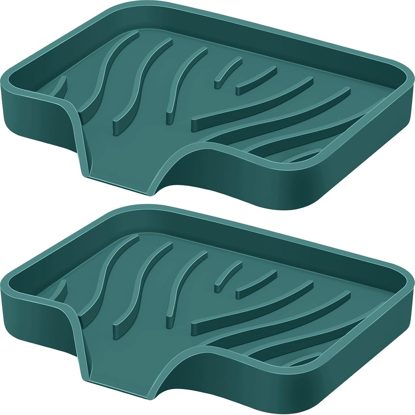 Silicone Soap Dish with Drain, SAISN Kitchen Soap Tray for Shower 2 Pack Self Draining Soap Dish Soft Bathroom Soap Holder for Kitchen Sink Flexible Portable Soap Saver, White
