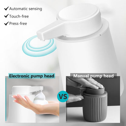Automatic Soap Dispenser Foaming Touchless: 9oz Plastic Black Modern Rechargeable Electric Auto Foam Soap Dispenser - Bathroom Kitchen Hand Dish Lotion