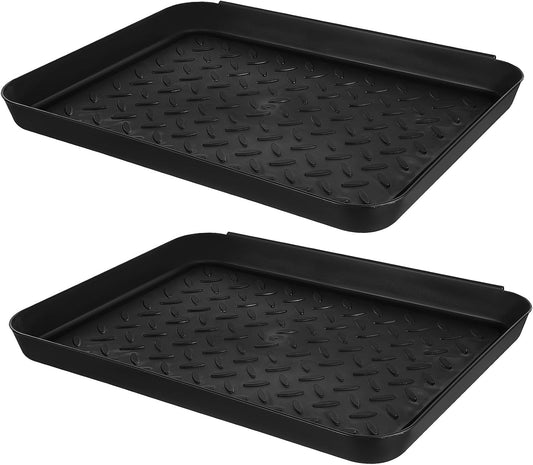2 Pack Boot Trays for Entryway Indoor Shoe Tray with Raised Edge 13.97X10.82X1.18In Waterproof Mud Mat for Floor Protection Wet Shoe Storage