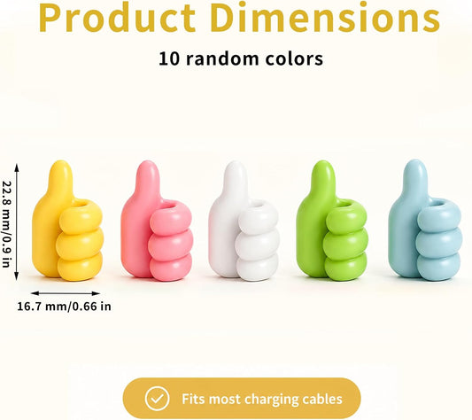 10Pcs Thumb Cord Holders for Nightstand, Fun Cable Management Clips & Wire Holders for Cords, Self-Adhesive Desk Organizer Wall Hooks for Phone Charger Cable, Mixed Colors