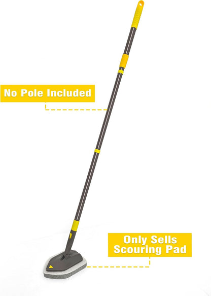 NEWE Shower Cleaner Brush, Tub Tile Scrubber with Telescopic Long Handle 56 inches, 4 Scrub Heads for Cleaning Bathroom Bathtub Floor Baseboard Sink Kitchen Toilet (Brown Yellow)