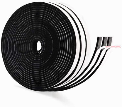 Black Foam Insulation Tape with Self-Adhesive Backing,Closed Cell Foam Weatherstripping 1/2 inch Wide x 3/8 inch Thick,Soundproofing Door Weather Seal Strip for Door and AC Window Seal,High Denisty