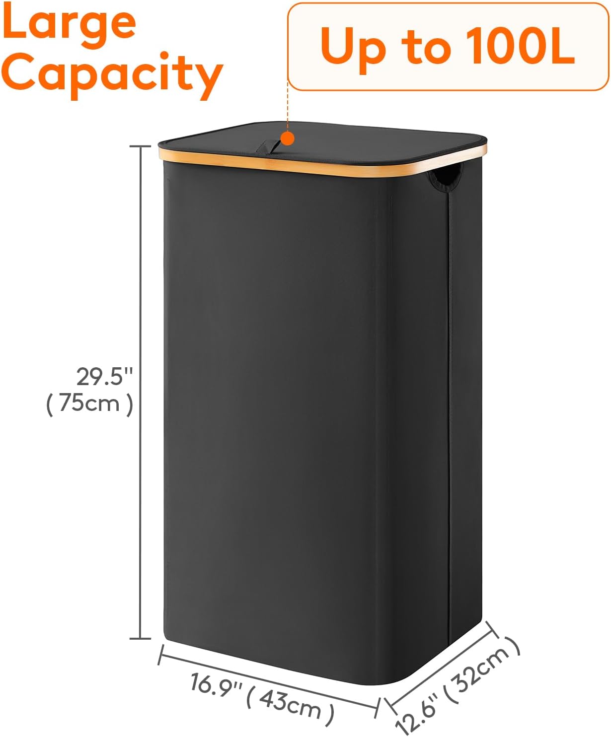 Lifewit 120L Laundry Basket with Lid, Clothes Hampers for Laundry with Bamboo Handles and 2 Removable Bag, Large Foldable Laundry Hamper for Bedroom, Bathroom, Dorm, Laundry Room, Beige