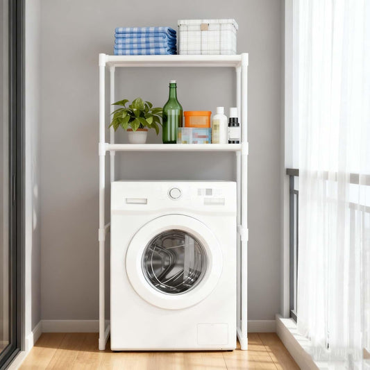 Over Washer Dryer Shelves - Heavy Duty Metal Storage, Freestanding Shelving for Laundry Room Bathroom Organizer(White)