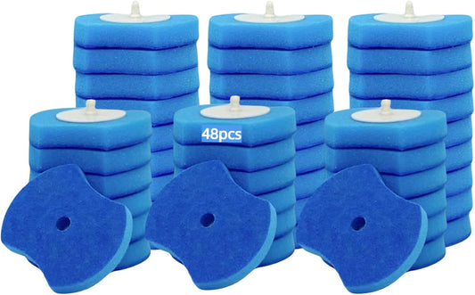 48 Count Toilet Brush Refill Pads, Toilet Brush Refill 48 Pcs, Only Compatible with Saraudy Disposable Toilet Brush, Toilet Scrubber Refills, Brush Head Replacement (Blue)