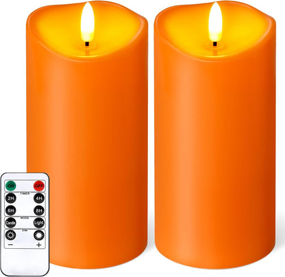 Outdoor Flameless Candles with Remote Timer - Waterproof Realistic Flickering LED Pillar Electric Battery Operated Fake Candle for Holiday Home Wedding Fireplace Decor - Ivory White 3 Pack (4”6”8”)