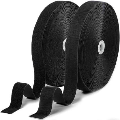 26Feet Hook and Loop Tape Sticky Back Fastener Roll, Nylon Self Adhesive Heavy Duty Strips Fastener for Home Office School Car and Crafting Organization (1, Black-3m, 26ft x 1in)