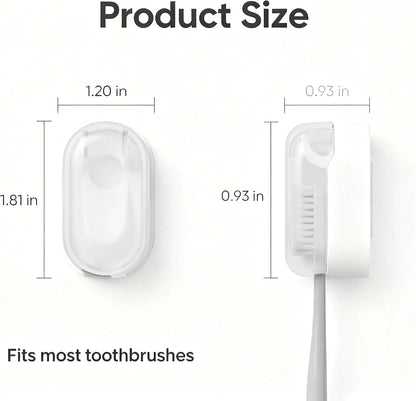 3 PCS Wall Mounted Toothbrush Holders for Bathrooms with Cover, Dustproof Strong Adhesive Toothbrush Holder, No-Drill Space-Saving Shower Toothbrush Organizer Set for Family & Travel (White)