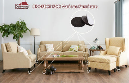 Yelanon Felt Furniture Pads for Hardwood Floors -36 Pcs 2" Premium Floor Protectors for Furniture, Felt Pads for Chair Legs, Black