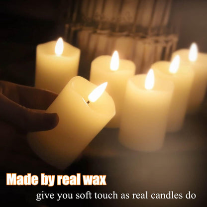 Eywamage Ivory Flameless Votive Candles with Timer Batteries, 2x3 inch Small LED Pillar Candles Flickering Set of 6