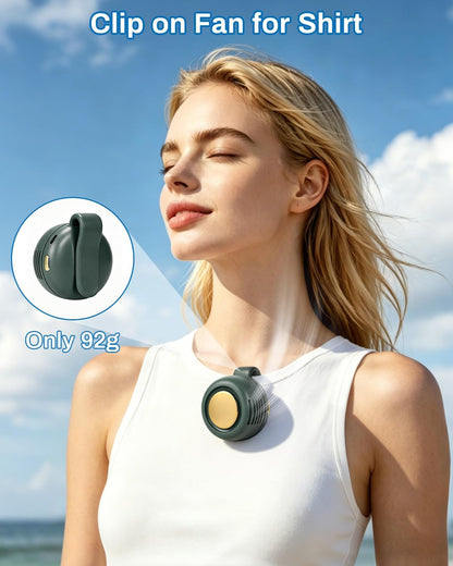 Portable Silent Mini Bladeless Electric Fan Clip On,Mini Bladeless Fans with Clip,3 Speeds Hands-Free Small Whirlwind Bladeless Fan Neck Fans,Rechargeable Tiny Fan Clips On Shirt (White-1pcs)
