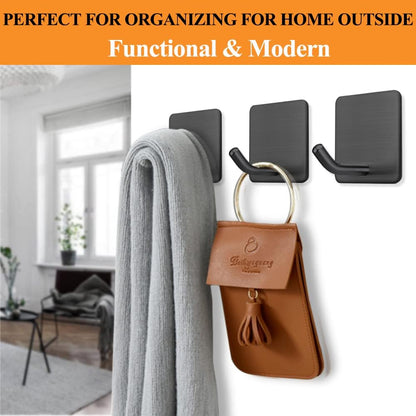 FOTYRIG Heavy Duty Adhesive Towel Hooks Stick on Towel Hanger Wall Holder Waterproof Stainless Steel Sticky Hooks for Hanging Bathroom Kitchen Home-4 Packs
