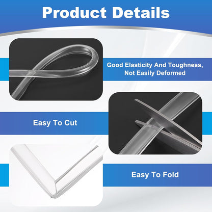 PATIKIL U Channel Rubber Edge Trim, (13.1 ft Long x 1/4" Width, 5/64" Slot for 5/64"-1/8" Thick Edge), Flexible Clear Rubber Seal Strip Protector, Suit for - Glass Tables/Metal Sheet