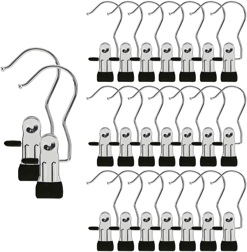 Hangers Clips,Stainless Multi Function Clip Hooks,Laundry Hanging Hooks Clips,Closet Hangers,Boot Clips， Hats Clips,Socks Clips,Pants Clips, Bras Clips(50, Pure White)