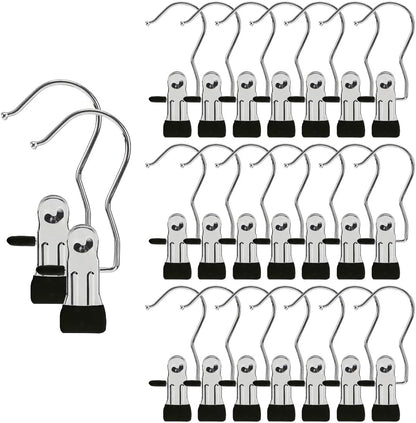 Hangers Clips,Stainless Multi Function Clip Hooks,Laundry Hanging Hooks Clips,Closet Hangers,Boot Clips， Hats Clips,Socks Clips,Pants Clips, Bras Clips(50, Pure White)