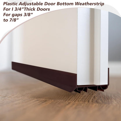 Lineshading 2 Sets Door Sweep Plastic PVC 1 3/4" x 36" Slide on Bottom Exterior Door Seal Strip for Weather Stripping Draft Stopper (Black)