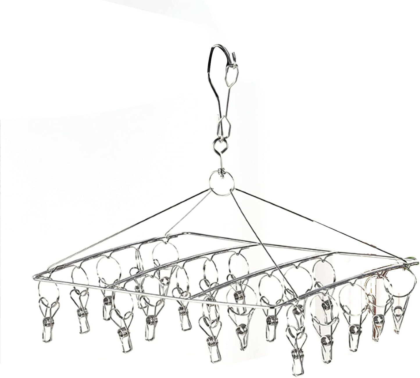 Stainless Steel Sock Drying Rack, Multi Clip Clothes Drying Rack Underwear Hanger Sweater Drying Rack Sock Clips Hang Dry Clothes Rack for Socks, Underwear (No Loop Round)