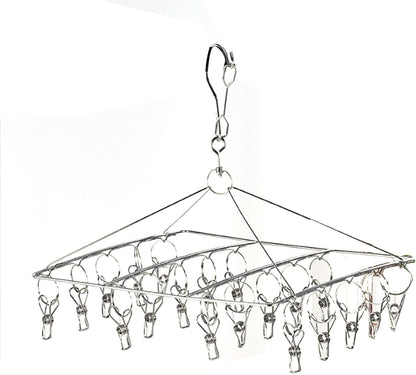 Clothes Drying Racks Clip Hangers, Clothes Drying Hanger Stainless Steel Multi Clip Laundry Drip Hanging Rack for Underwear Socks Hat(Round)
