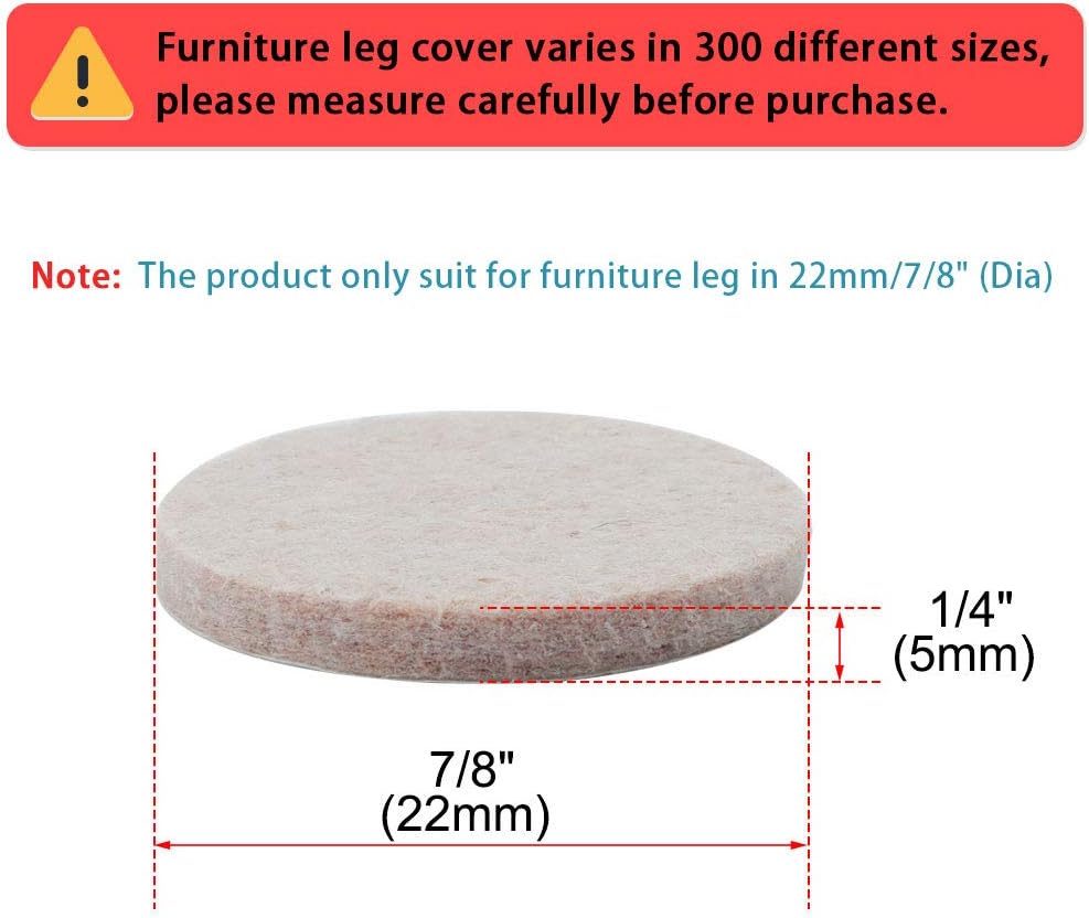 uxcell 40pcs Furniture Pads Square 7/8" Self-Stick Non-Slip Anti-Scratch Felt Pads for Chair Feet Floor Protector Beige