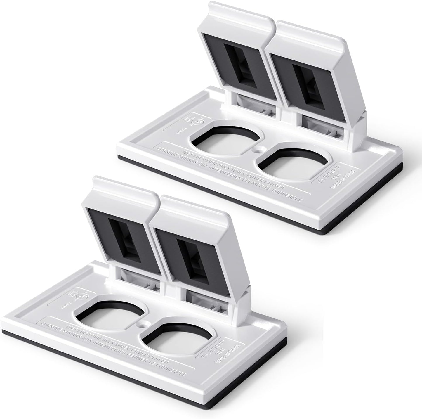 ELEGRP Horizontal Outdoor Cover for Duplex Receptacles, 2-Hole Weatherproof Wall Plate, Outdoor Electrical Outlet Cover, Standard Size 1-Gang 4.55” x 3.02”, Thermoplastic, 1 Pack, Grey