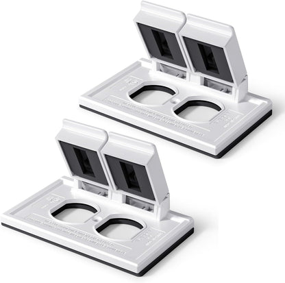 ELEGRP Horizontal Outdoor Cover for Duplex Receptacles, 2-Hole Weatherproof Wall Plate, Outdoor Electrical Outlet Cover, Standard Size 1-Gang 4.55” x 3.02”, Thermoplastic, 1 Pack, Grey