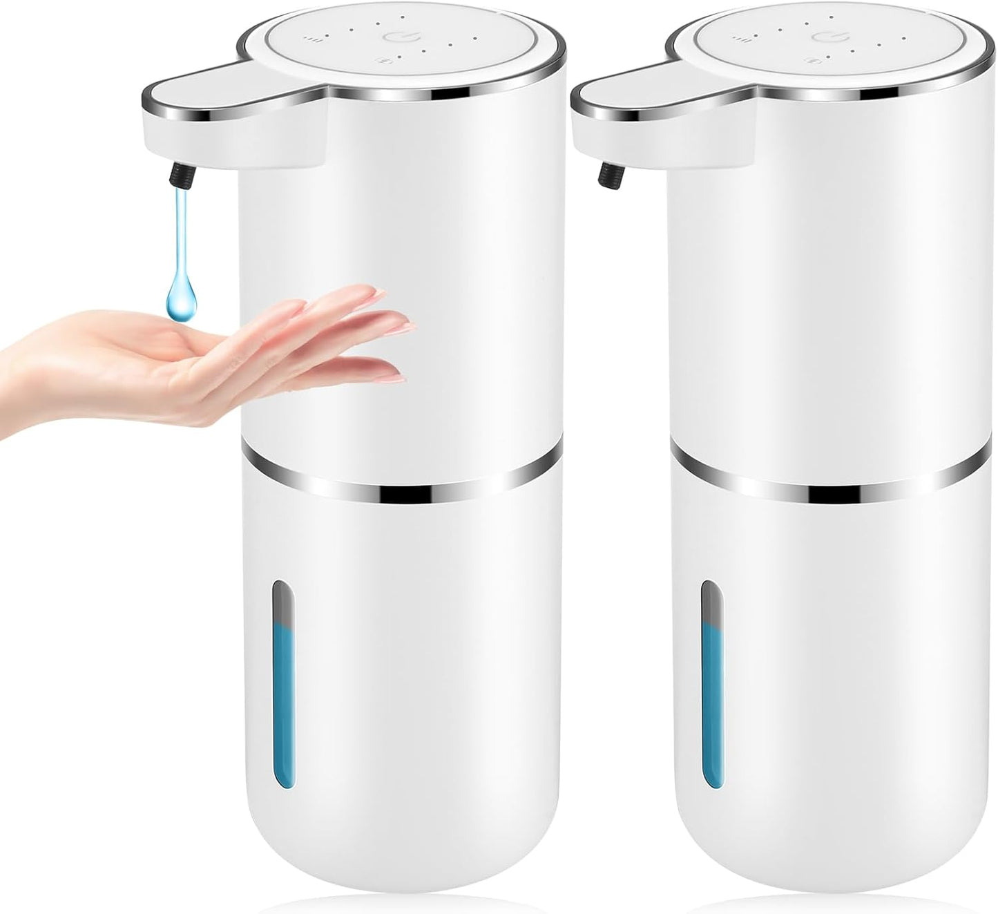 2 Pack Automatic Soap Dispensers,12.8oz/380ml USB Touchless Automatic Foaming Soap Dispenser,Rechargeabled Wall Mounted Smart Soap Dispenser for Bathroom Kitchen Dish Soap