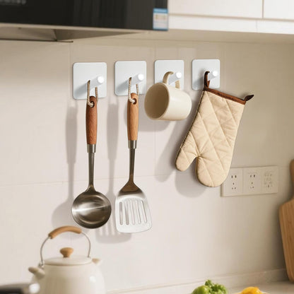 Fotosnow Matte Black Adhesive Wall Hooks, 15lbs Locking Curve Anti Slip Stainless Steel No Drill Stick On Hooks for Bathroom Shower Towel Coat Kitchen