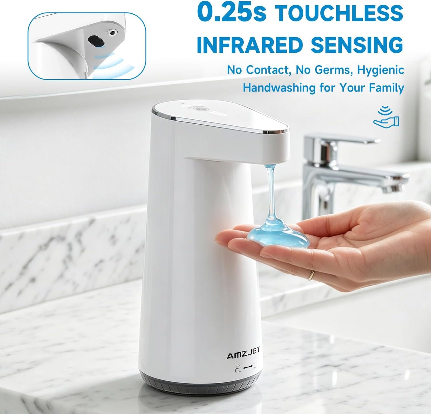 2026 Patent Edition Automatic Soap Dispenser Touchless, 300ml Hand Soap Dispenser with 4 Adjustable Foam Levels, IPX5 Waterproof Rechargeable Foaming Soap Dispenser for Kitchen & Bathroom