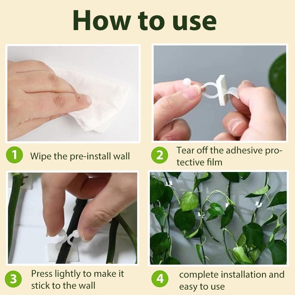 2026 New Self-Adhesive Vine Support Binding Clip Invisible Plant Fixation Hooks for Gardening,Plant Wall Clips for Climbing Plants, Wire Cable Storage Management，100pcs