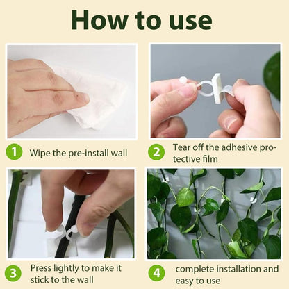2026 New Self-Adhesive Vine Support Binding Clip Invisible Plant Fixation Hooks for Gardening,Plant Wall Clips for Climbing Plants, Wire Cable Storage Management，100pcs