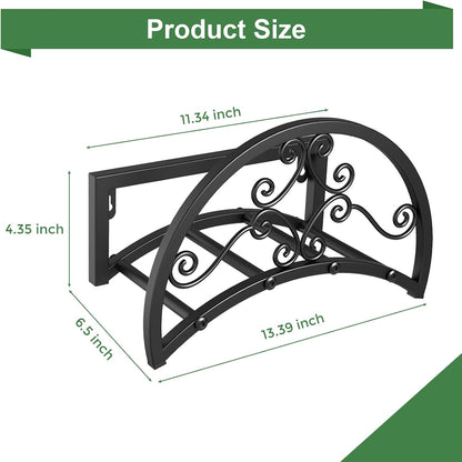 OLV Garden Hose Holder, Heavy Duty Water Hose Holder Wall Mount Holds 125-ft Water Pipe, Decorative Detachable Metal Hose Hanger Storage Organizer Reel Rack for Outside Lawn Yard Farm, Black