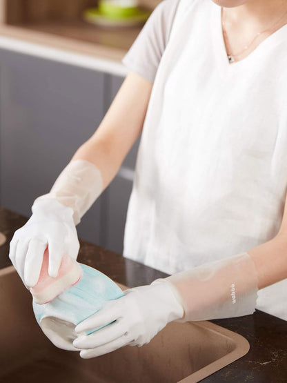 LANON Protection wahoo PVC Dishwashing Cleaning Gloves, Reusable Unlined Kitchen Gloves, Non-Slip, Large