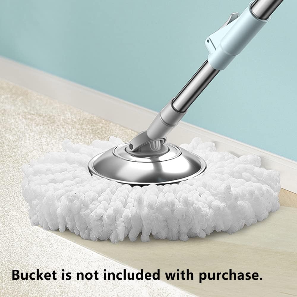 Floor Spin Mop and Bucket Set with Wringer System Extended Stainless Steel Handle 61＂for Home Floor Cleaning Use with 5 Replacement Head Refill and 1 Cleaning Brush Head
