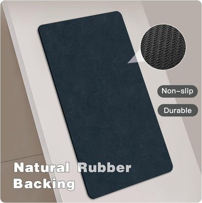 TYUU Bath Mat, Bathroom Rugs Non Slip Washable Thin Absorbent Quick Dry Bath Mat Fits Under Door Bathroom Floor Mat Perfect for Bath, Shower, or Sink 16"x24" Dark Grey