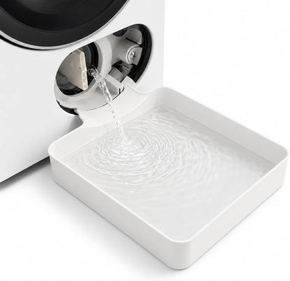 Universal Front-Load Washing Machine Drain Pan, Washer Drain Funnel Tray for Filter Cleaning, Pump Maintenance, and Water Catching (White)
